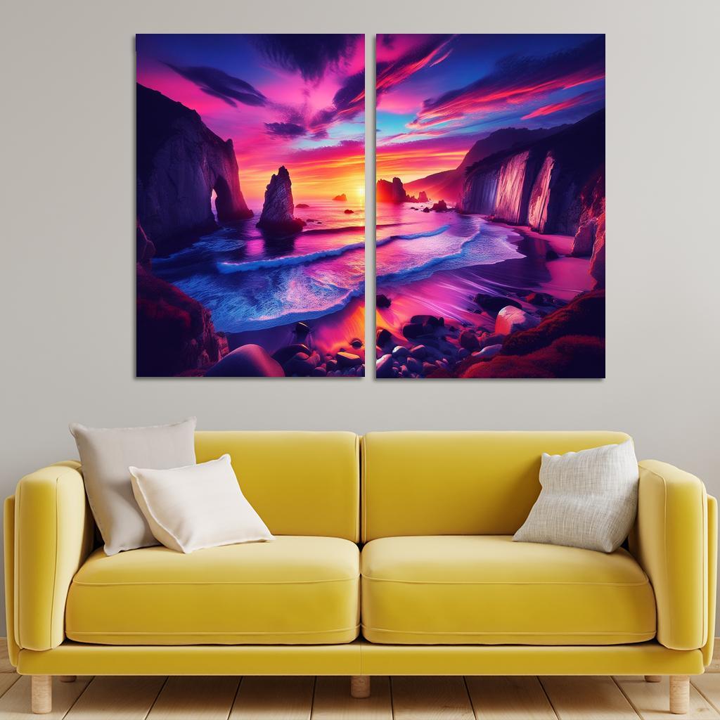 Crescent Bay Sunset Retreat Abstract Paintings Frame