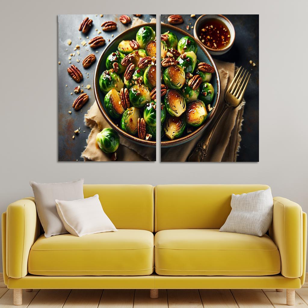 Cinnamon Maple Roasted Brussels Sprouts 2 Piece HD Canvas Wall Art-Original Frame