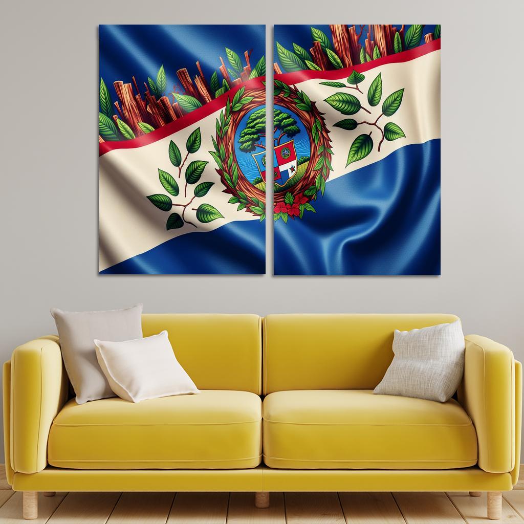 Colors of Diversity The Flag of Belize 2 Piece HD Canvas Wall Art-Original Frame