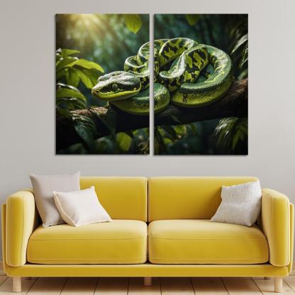 The Elegant Green Tree Python In A Tropical Setting Framed Paintings