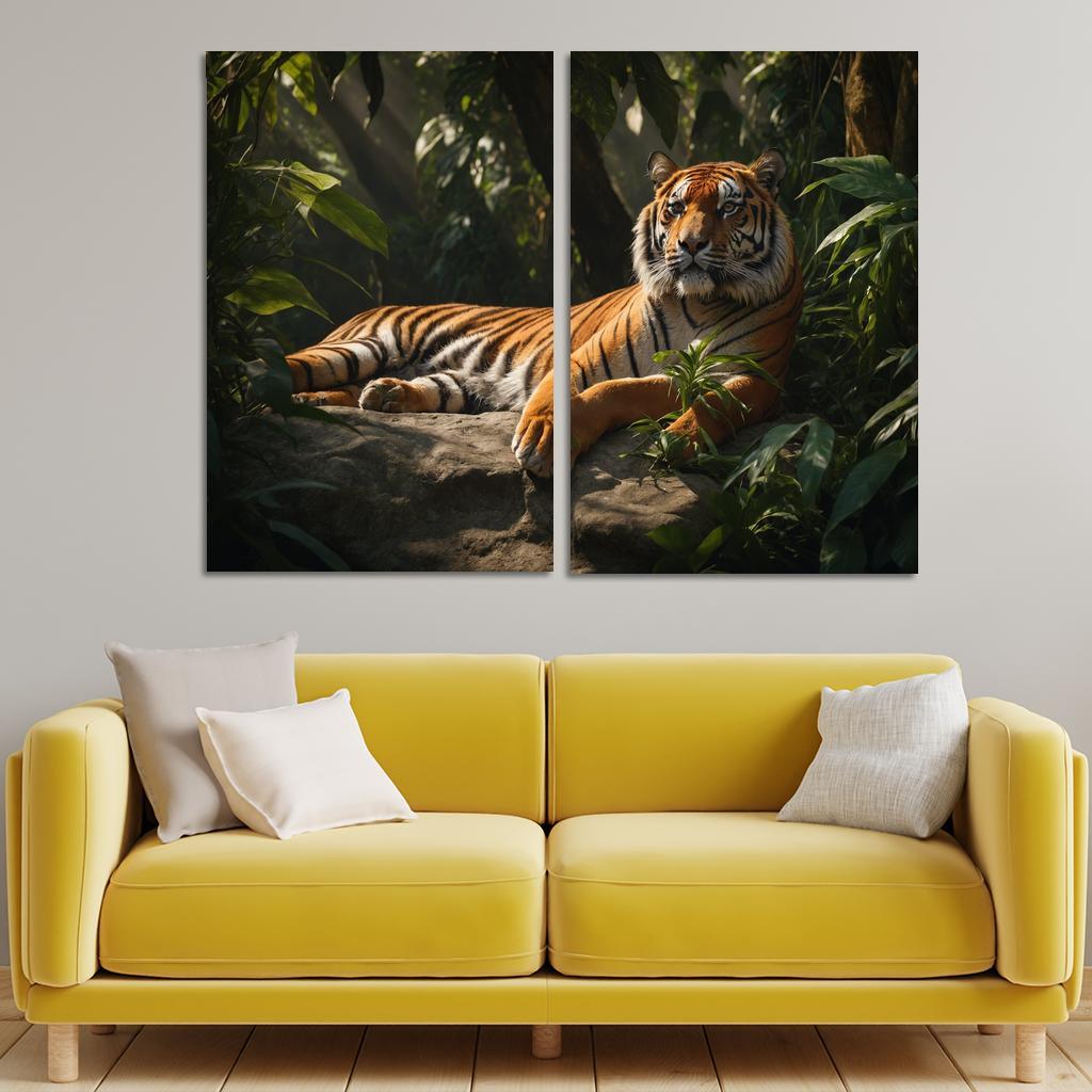 The Regal Bengal Tiger In The Jungle Canvas Paintings Frame