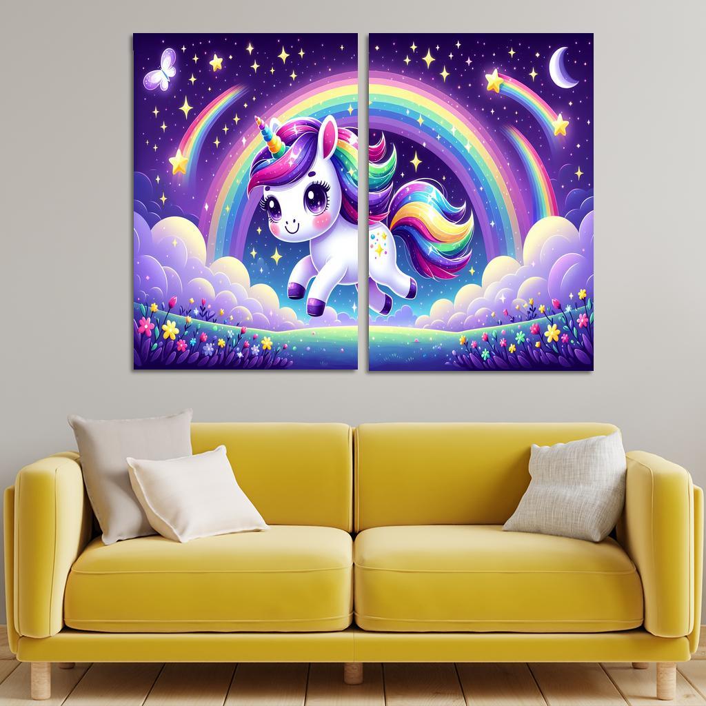 Starry Unicorn - Fantasy Delight Framed Paintings