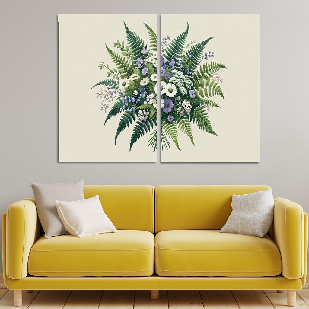 Enchanted Forest Blooms A Woodland Bouquet 2 Piece HD Canvas Wall Art-Original Frame