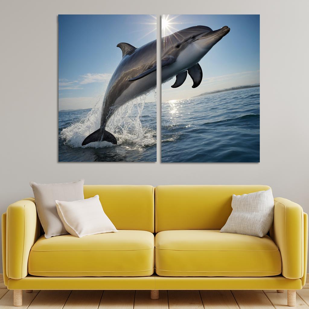 The Playful Bottlenose Dolphin In Coastal Waters Canvas Paintings Frame