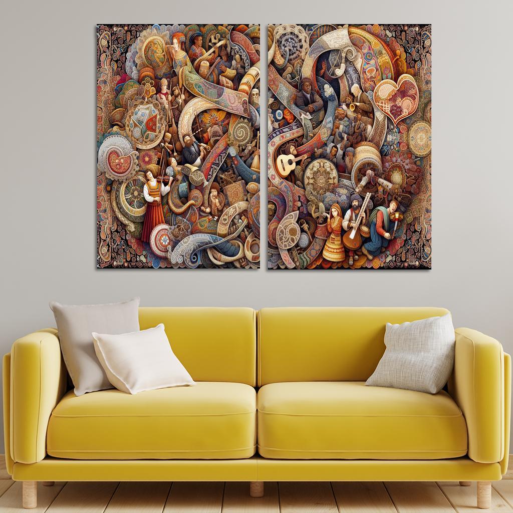 Threads Of Heritage Celebrating Cultural Diversity Multi-panel Paintings