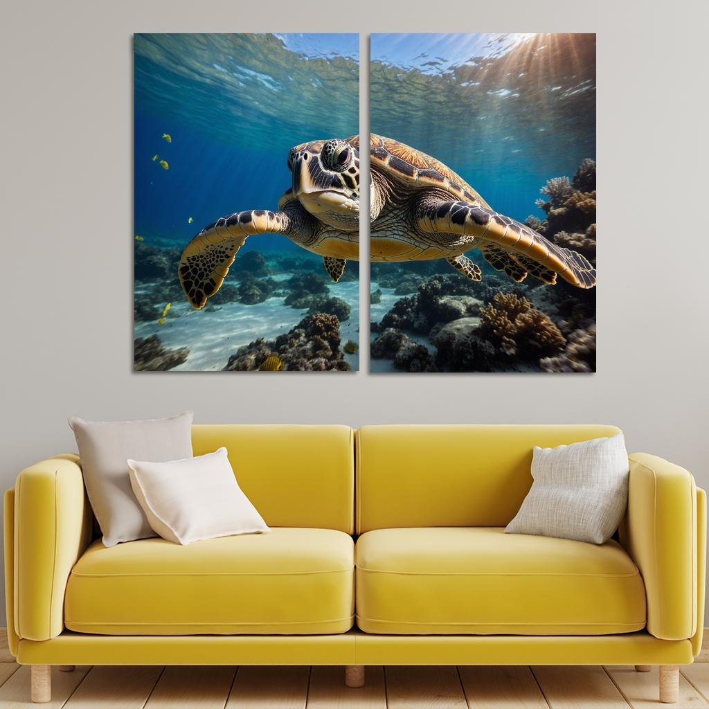 The Graceful Sea Turtle Ancient Traveler Of The Oceans Modern Paintings Frame