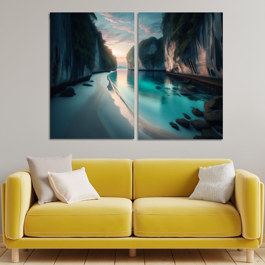 Silver Beach Escape Modern Paintings Frame