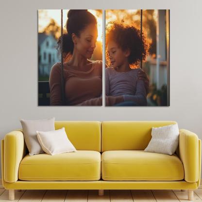 Whispers Of Love A Mother's Soft Guidance Canvas Paintings Frame