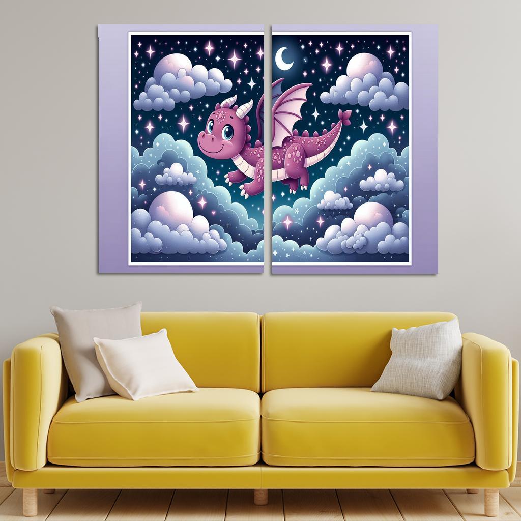 Dreamy Dragon 2 Piece HD Canvas Wall Art-Original Frame