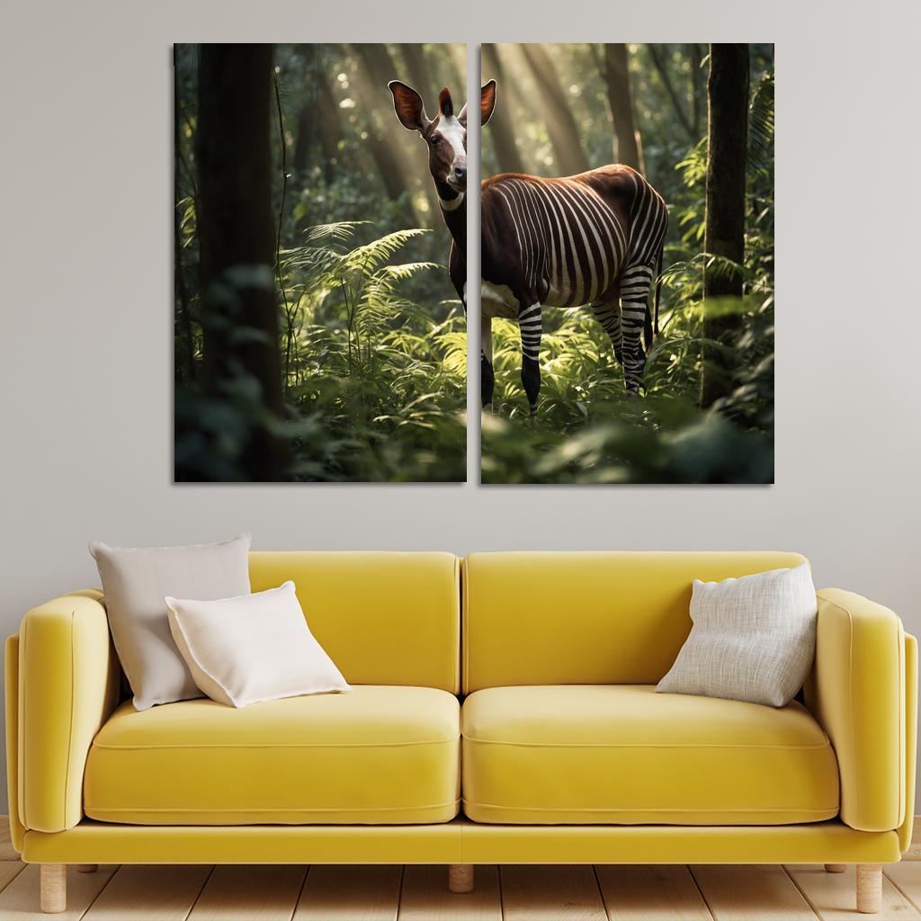 The Enigmatic Okapi Forest Guardian of the Congo 2 Piece HD Canvas Wall ...