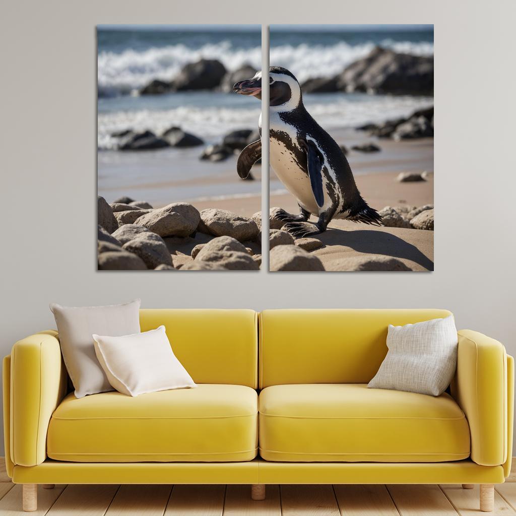 The Magnificent African Penguin The Black-footed Wonder Oil Paintings Frame