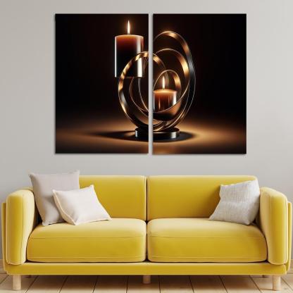 Sculptural Metal Candle Holders 2 Piece HD Canvas Wall Art-Original Frame