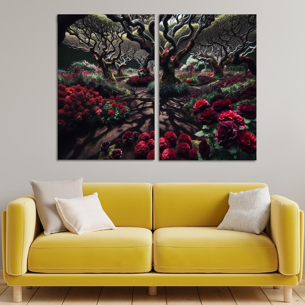Eclipsed Garden Nature's Gothic Rebirth 2 Piece HD Canvas Wall Art-Original Frame