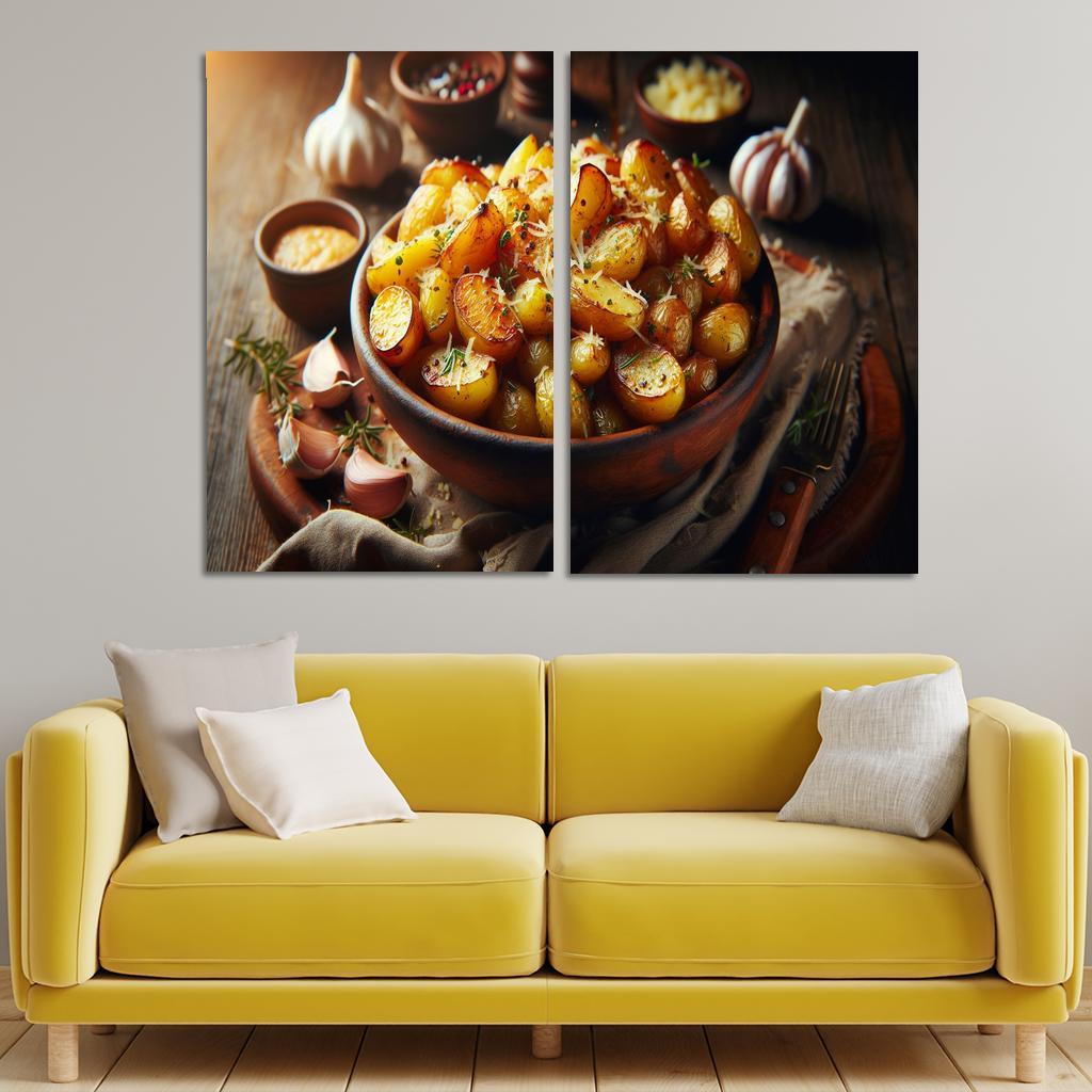 Herbed Garlic Parmesan Roasted Potatoes 2 Piece HD Canvas Wall Art-Original Frame