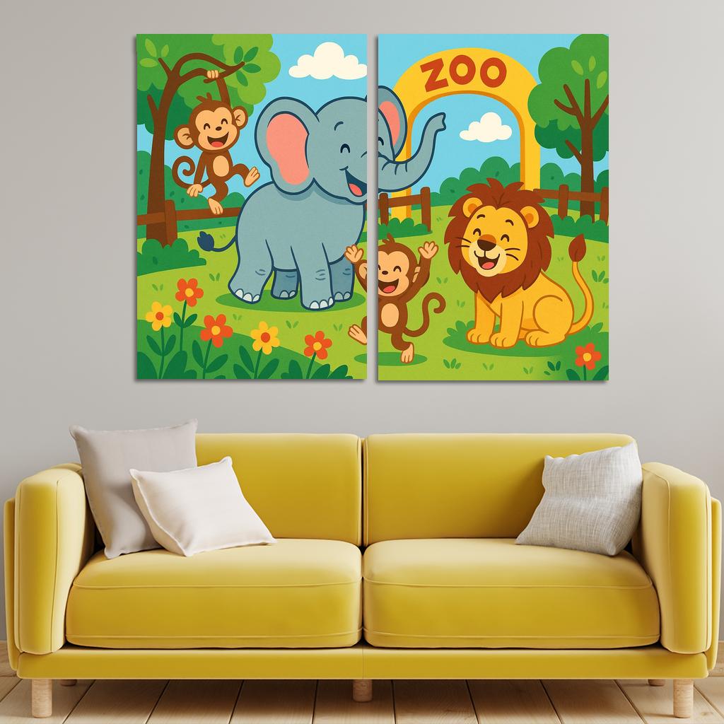 Zoo Friends - Animal Companions Framed Paintings