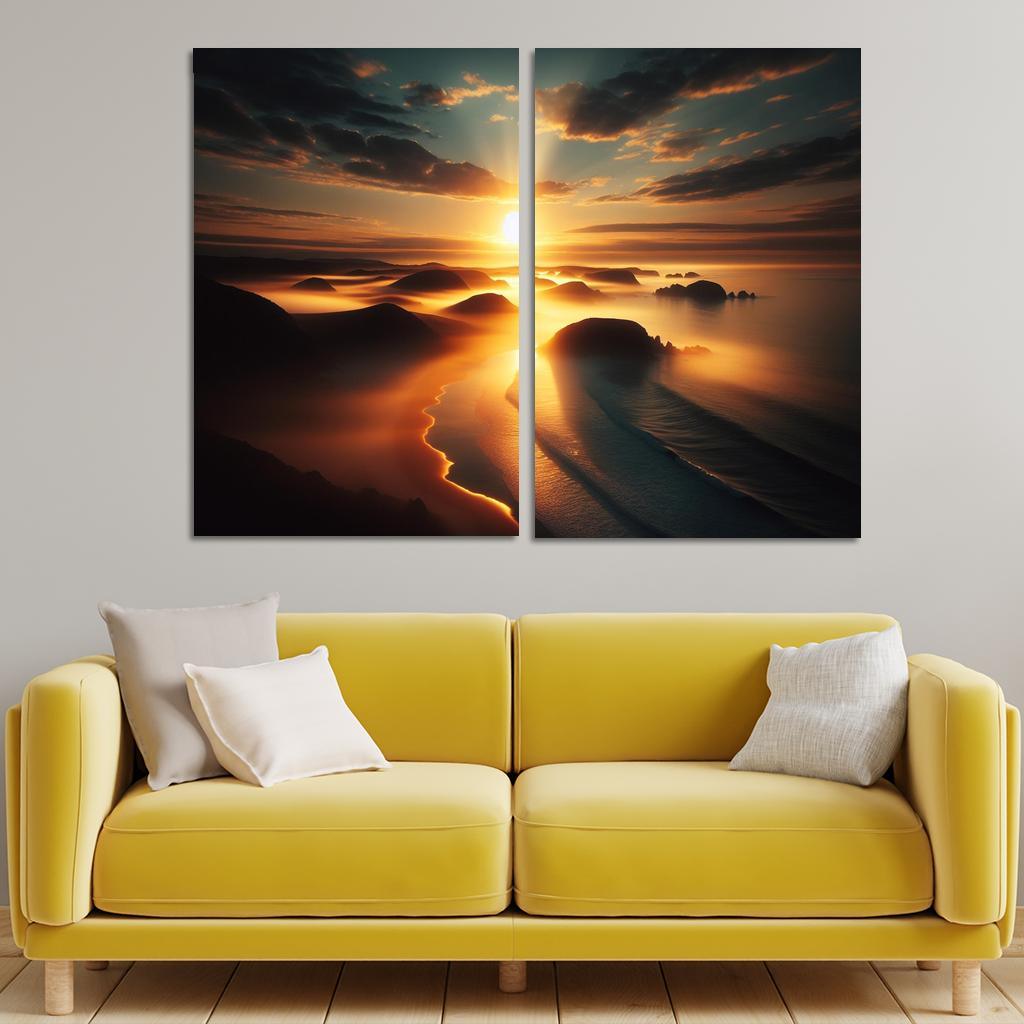 Morning Mist Beach Serene Sunrises Custom Paintings Frame