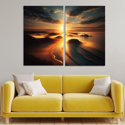 Morning Mist Beach Serene Sunrises Custom Paintings Frame