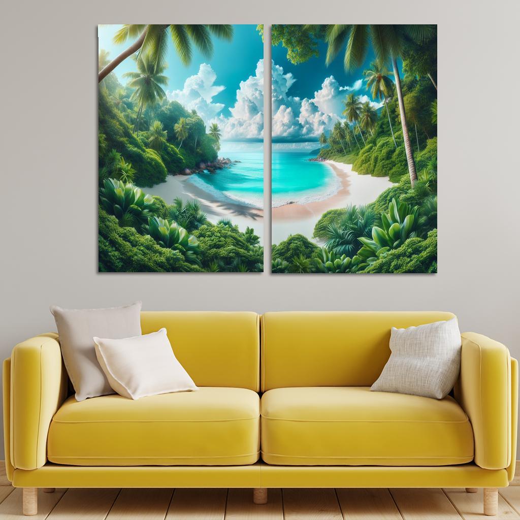 Whispering Waves Beach A Secluded Paradise Custom Paintings Frame