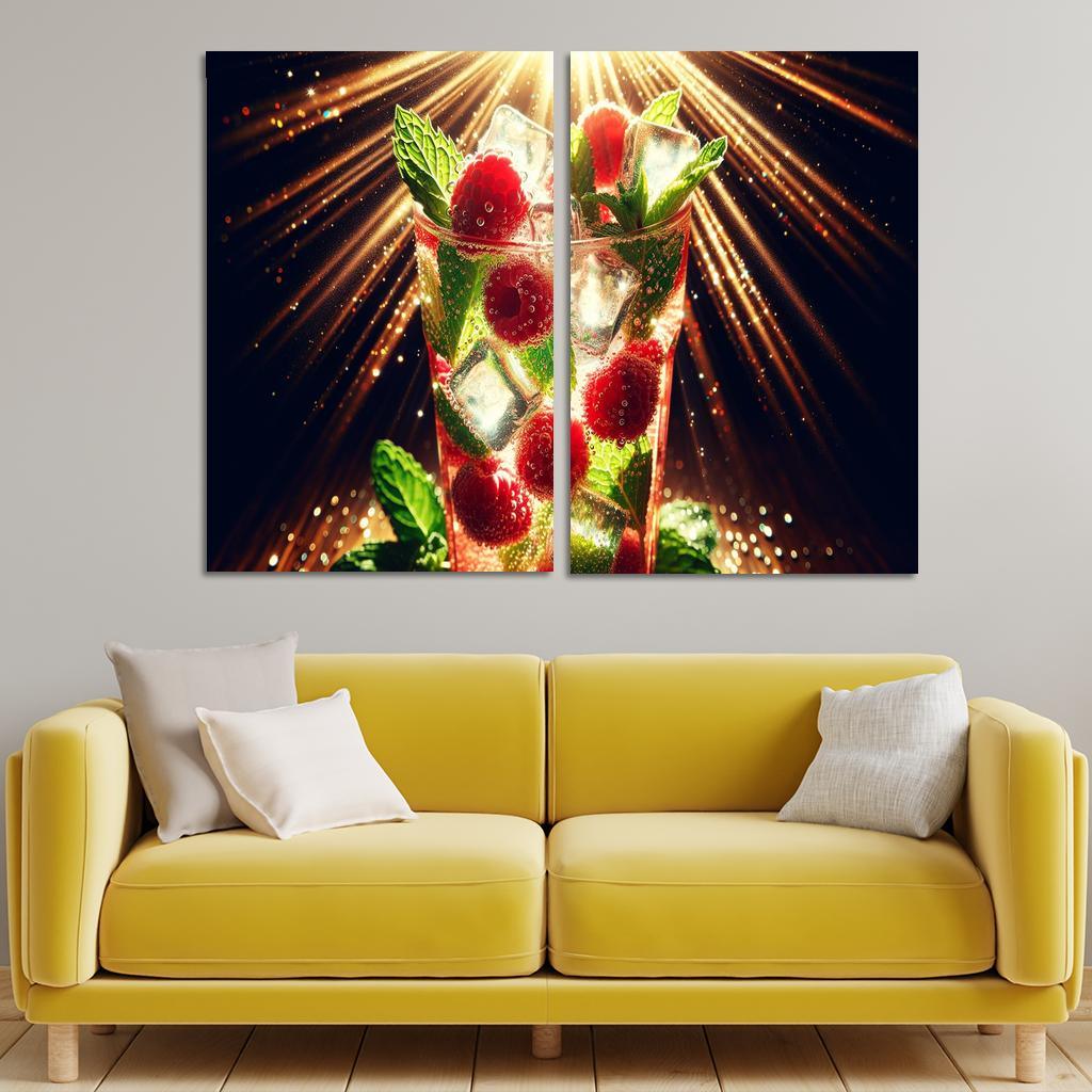 Raspberry Mint Sparkler 2 Piece HD Canvas Wall Art-Original Frame