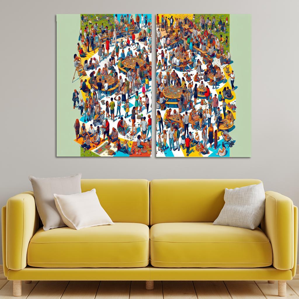 Shared Spaces Celebrating Community And Togetherness Multi-panel Paintings
