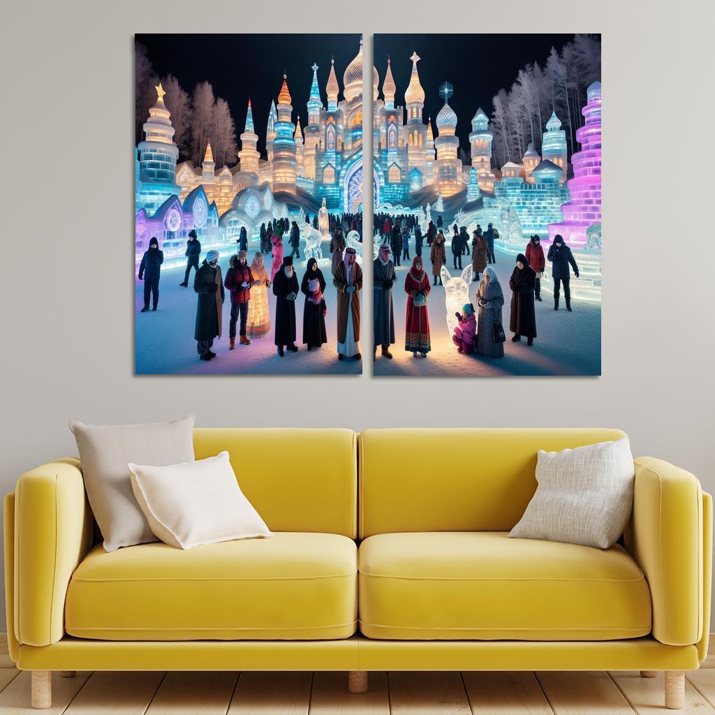 Harbin Ice And Snow Festival Canvas Paintings Frame