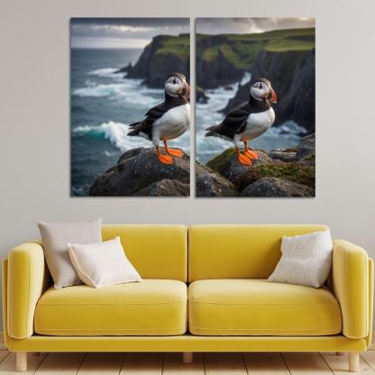 The Colorful Puffin Clown Of The Sea Modern Paintings Frame