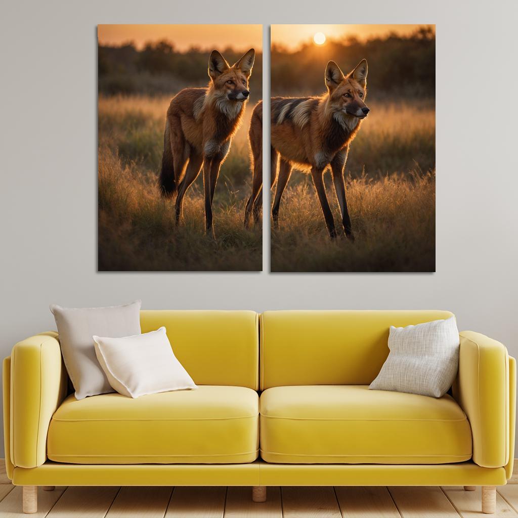 The Serene Maned Wolf Unique Grassland Canine Premium Artwork Frames