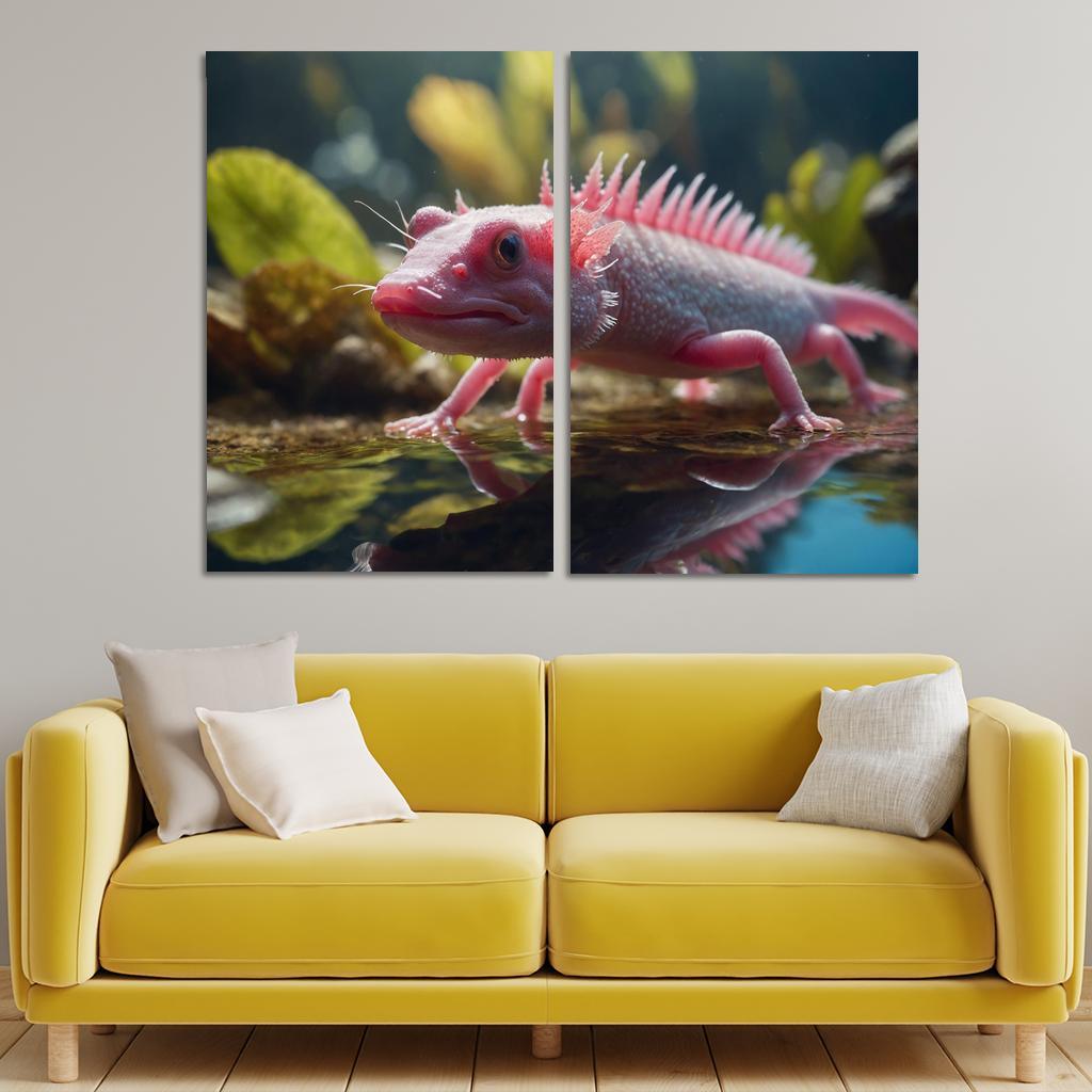 The Luminous Axolotl Underwater Marvel Of Regeneration Modern Paintings Frame