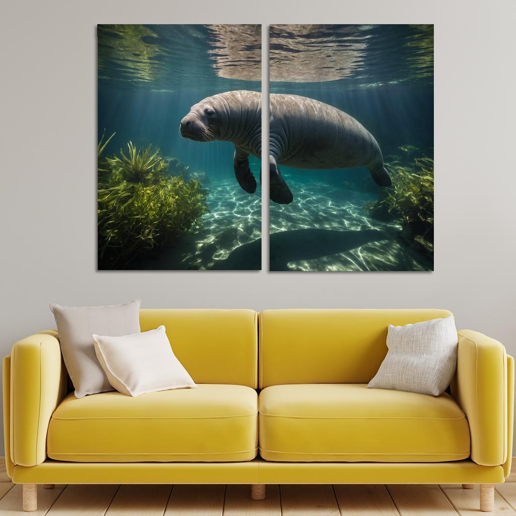 The Mysterious Manatee Gentle Giant Of The Waters Modern Paintings Frame