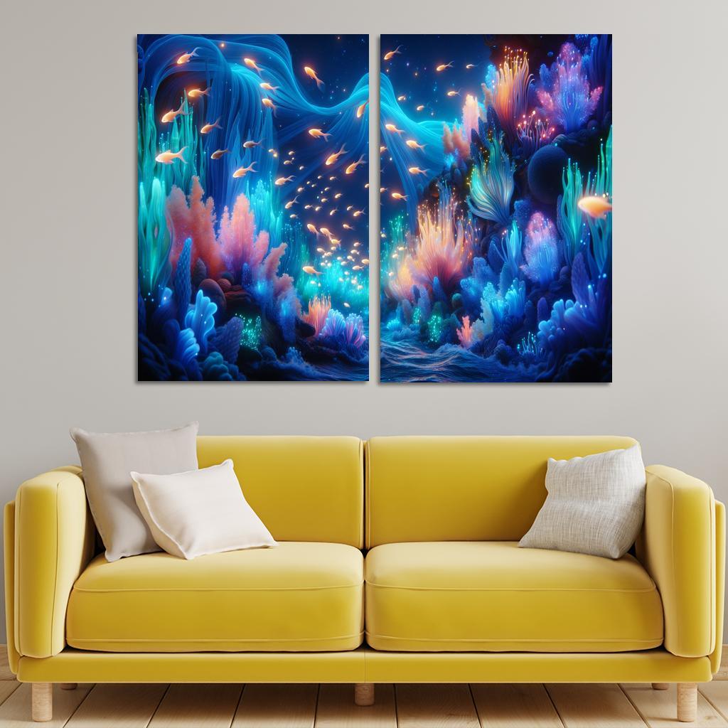 The Luminescent Depths 2 Piece HD Canvas Wall Art-Original Frame