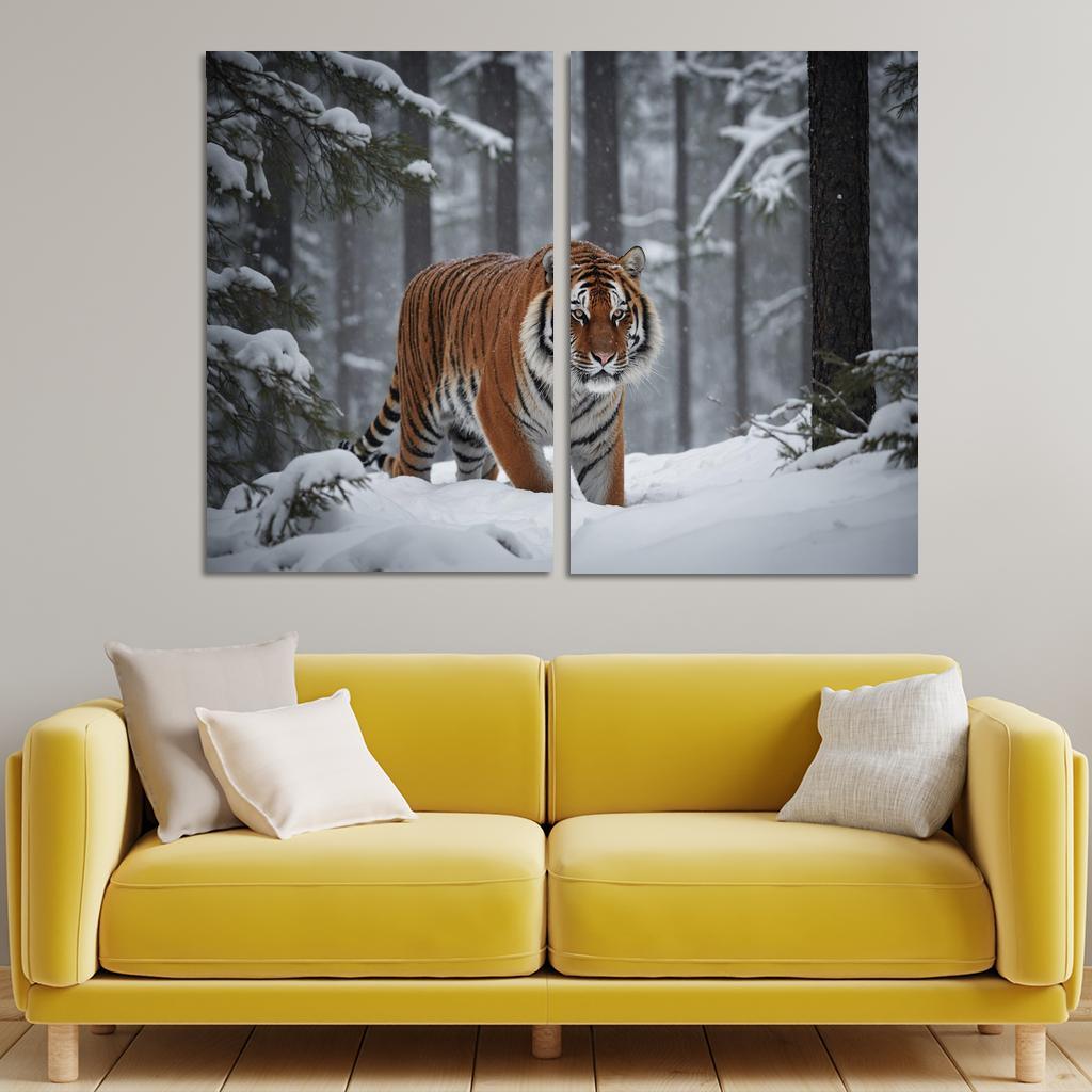 The Powerful Siberian Tiger The Forest's Ghost Canvas Paintings Frame