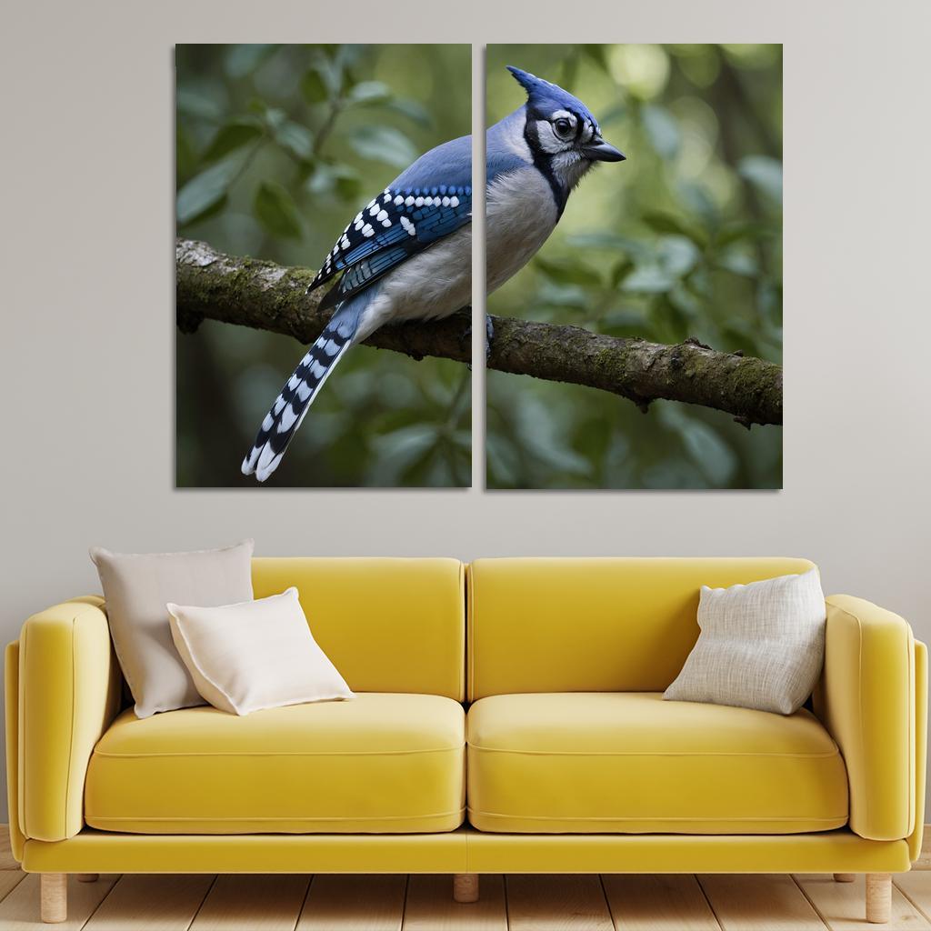 The Elegant Blue Jay In The Forest Framed Paintings
