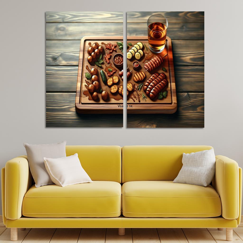Artisan Wood Serving Board 2 Piece HD Canvas Wall Art-Original Frame
