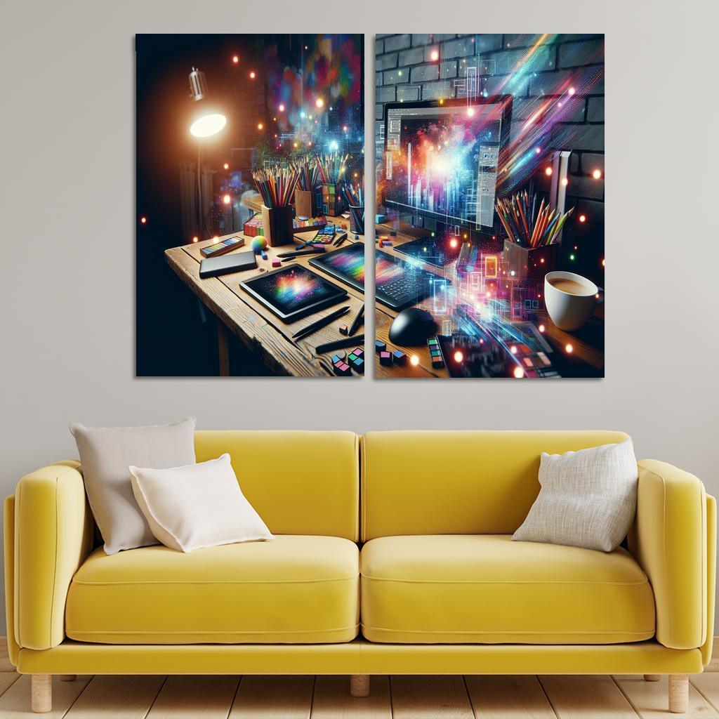 Digital Art Create Your Own Virtual Masterpieces 2 Piece HD Canvas Wall Art-Original Frame