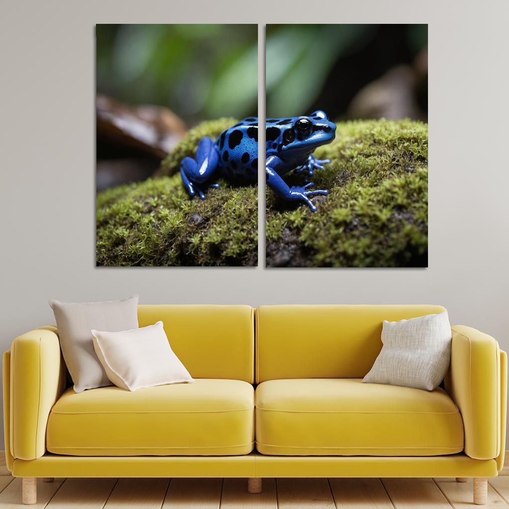 The Rare Blue Poison Dart Frog In A Tropical Rainforest Framed Paintings