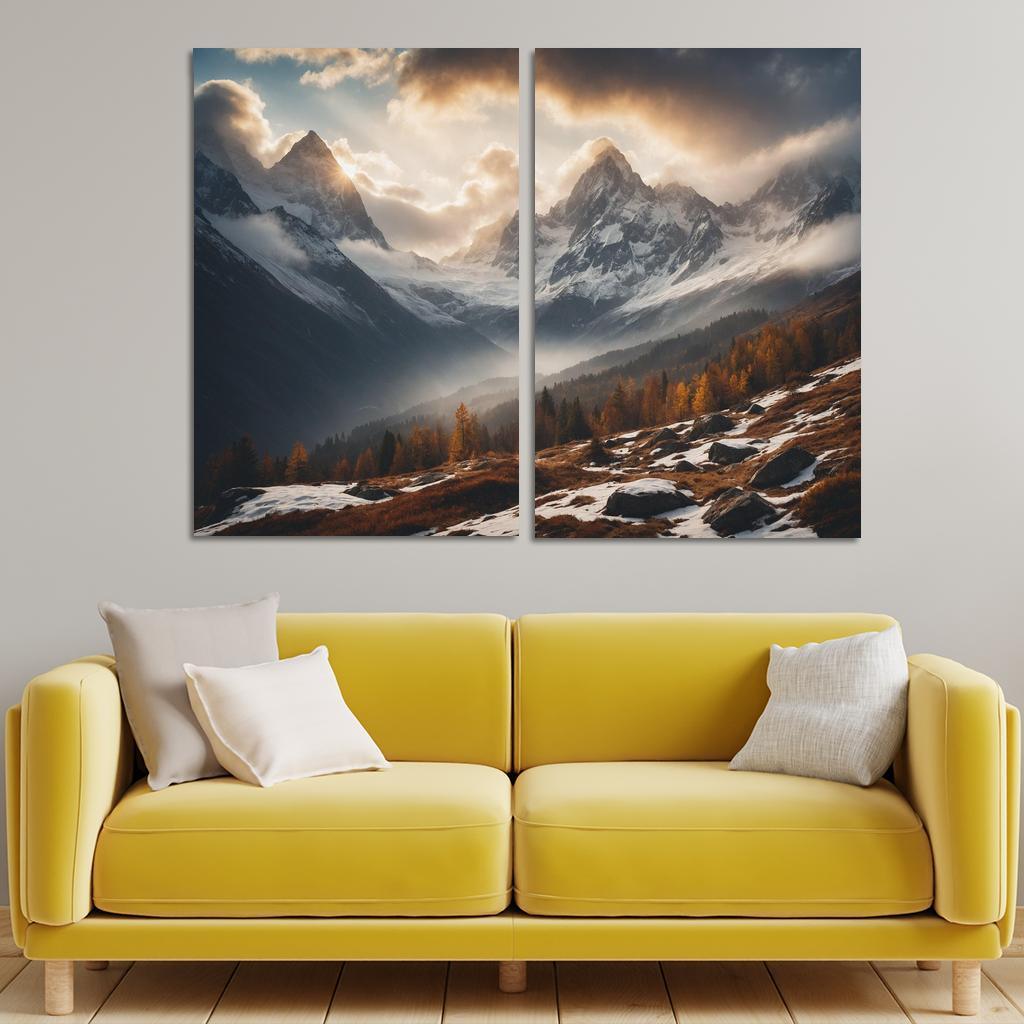 The Serene Echo Of Misty Mountains Oil Paintings Frame