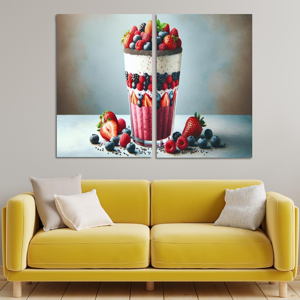 Almond Berry Bliss Smoothie 2 Piece HD Canvas Wall Art-Original Frame