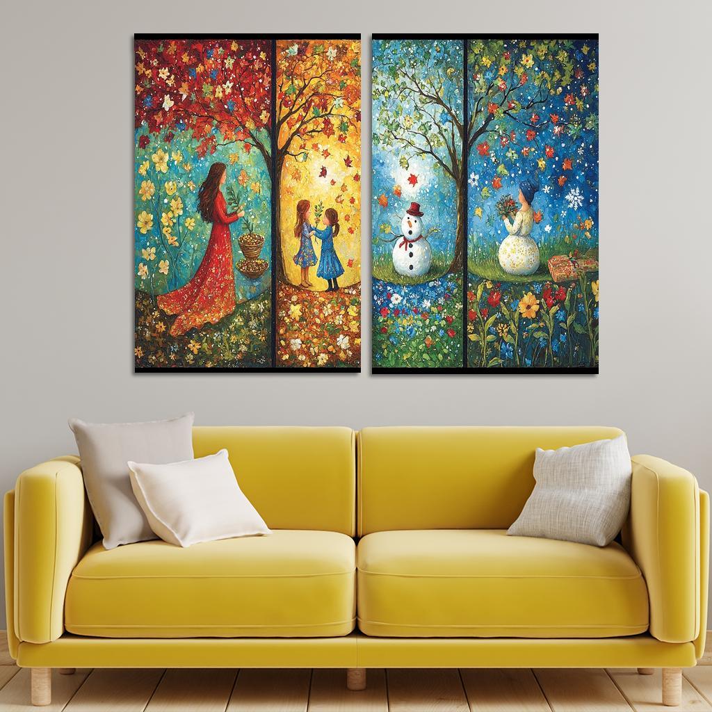Seasons Of Growth Nurtured By A Mothers Care Custom Paintings Frame
