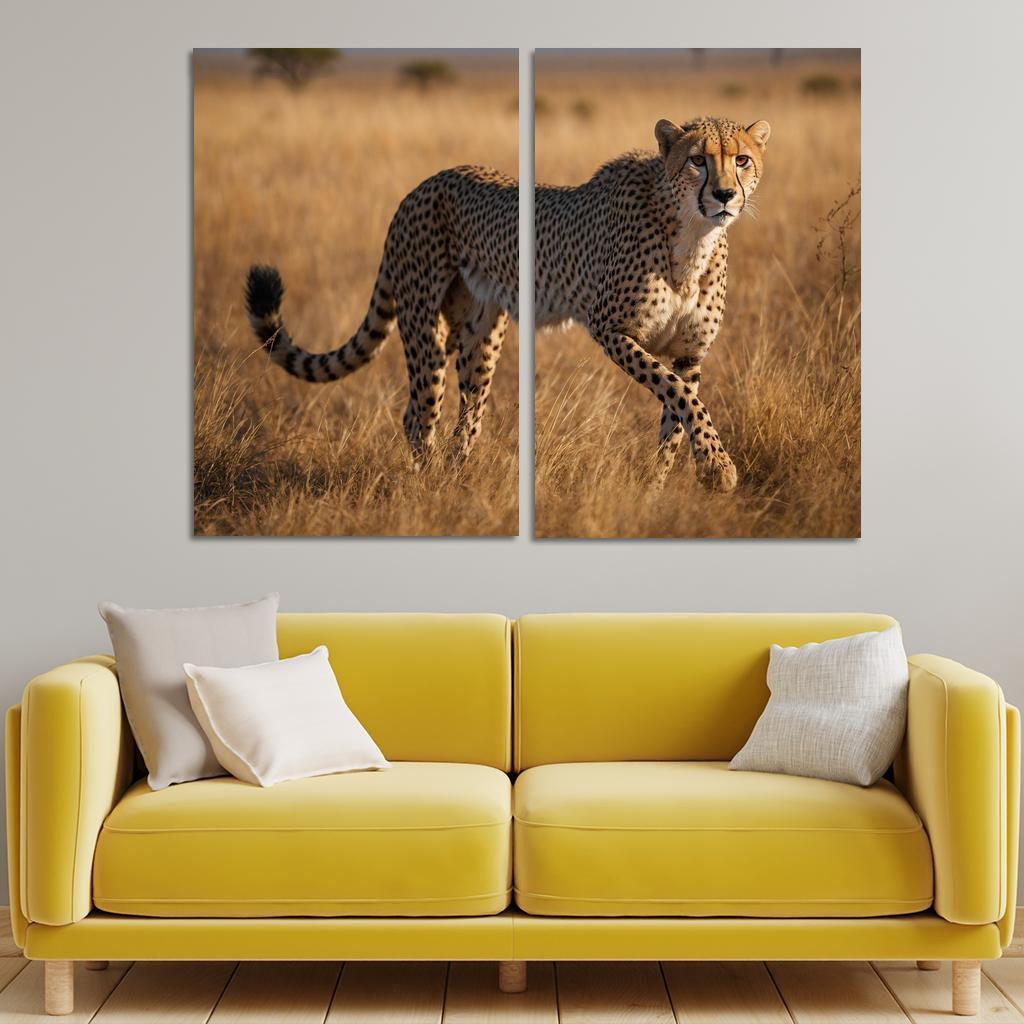 The Agile Cheetah Sprinting Across The Savanna Framed Paintings