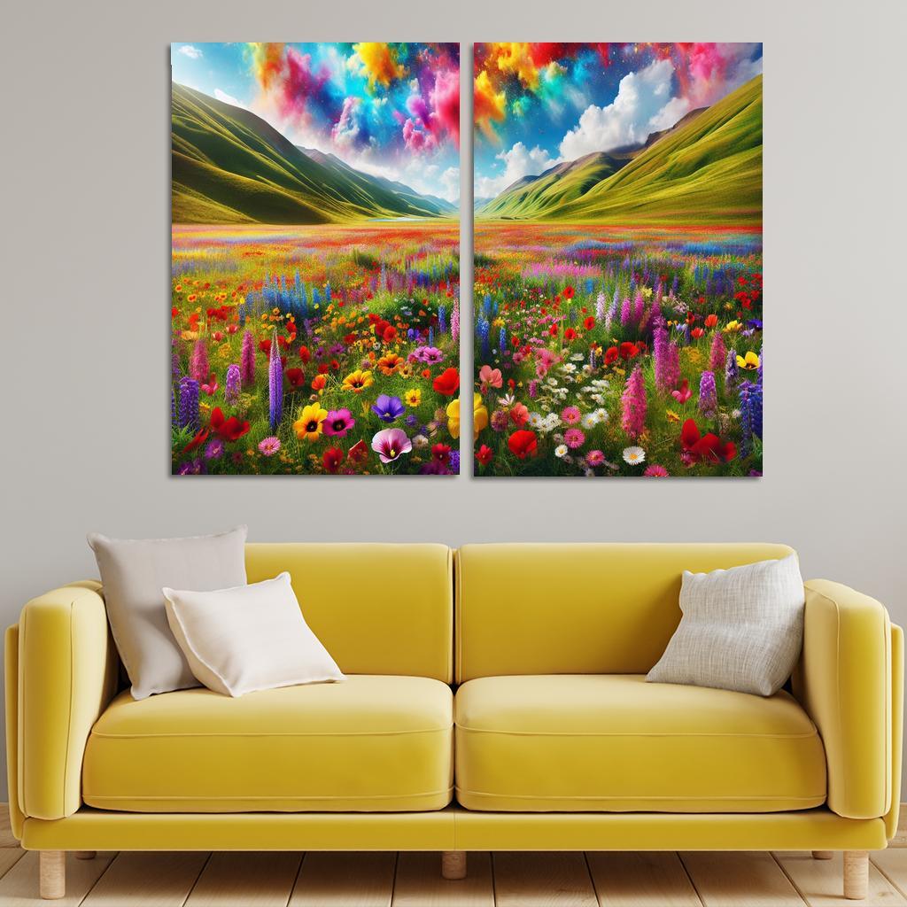 The Vibrant Blooms Of Rainbow Meadow Custom Paintings Frame