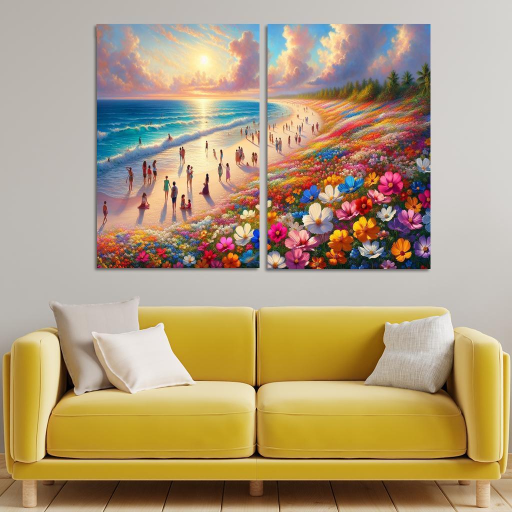 Wildflower Beach Natural Flora Haven Oil Paintings Frame