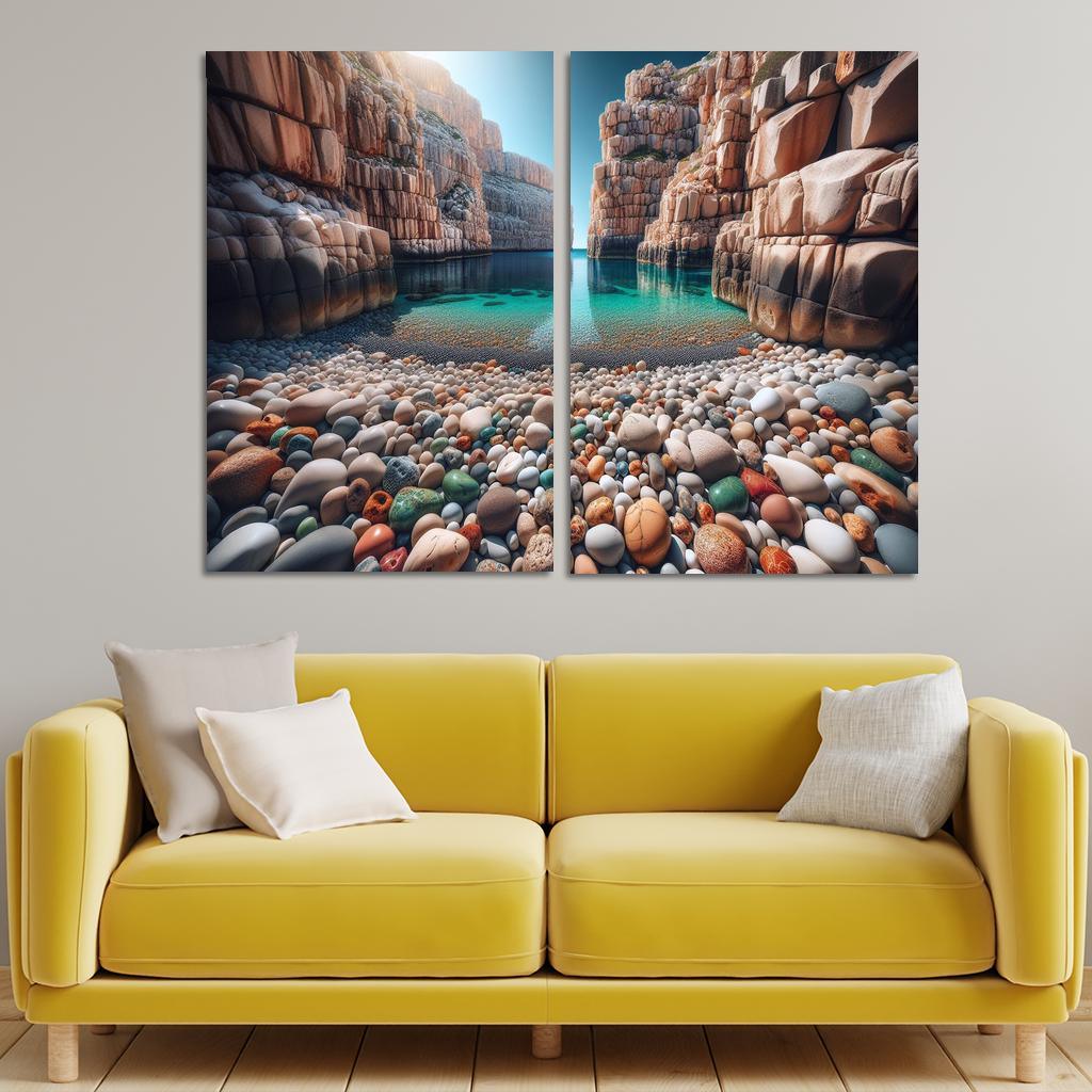 Pebble Beach Cove Unique Geological Marvel Custom Paintings Frame