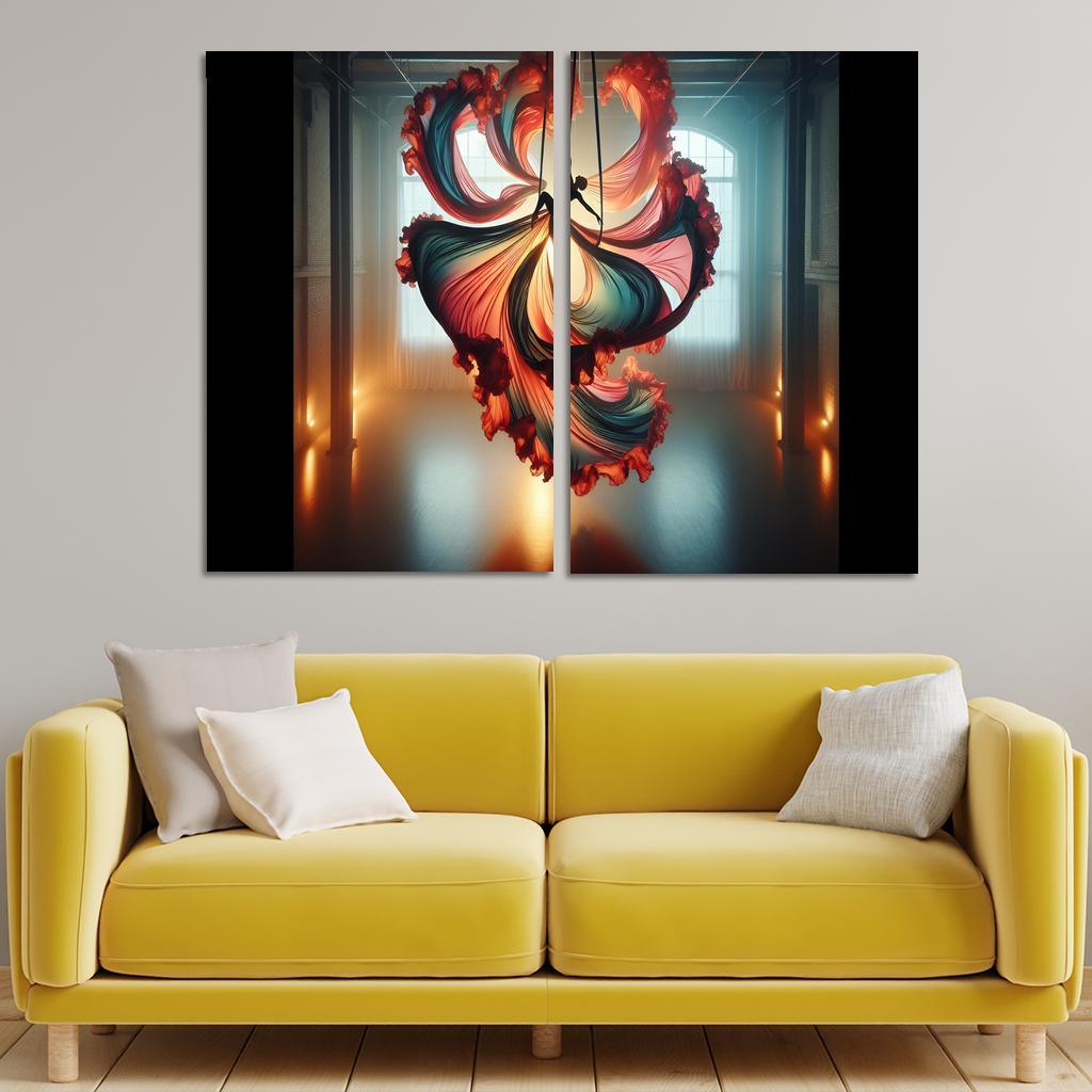Aerial Silks Dance in the Air 2 Piece HD Canvas Wall Art-Original Frame