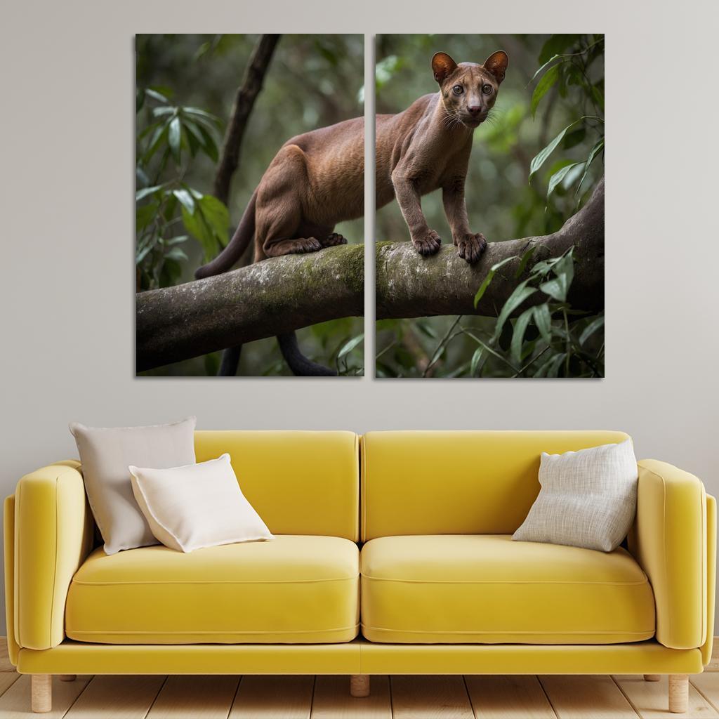 The Unique Fossa In Madagascar's Forests Framed Paintings