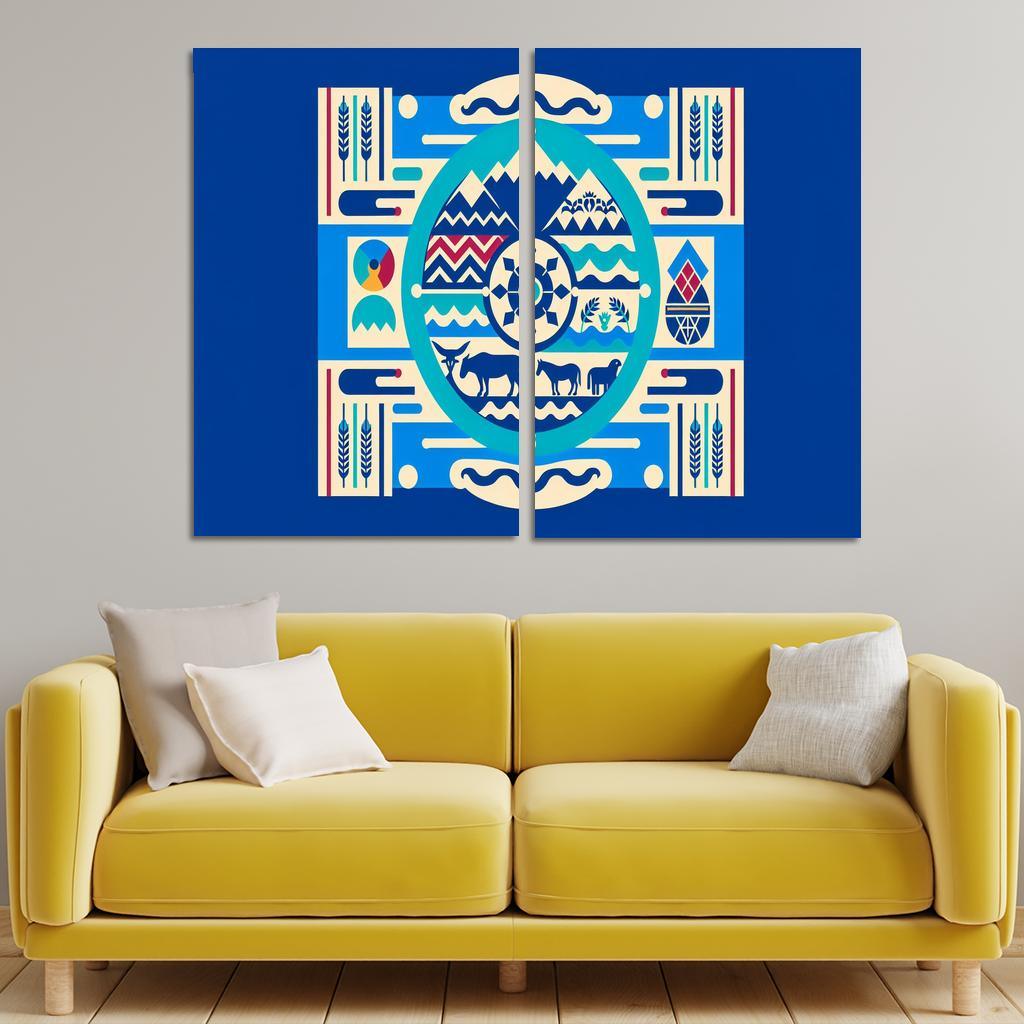 Cultural Resonance The Flag of the Navajo Nation 2 Piece HD Canvas Wall Art-Original Frame