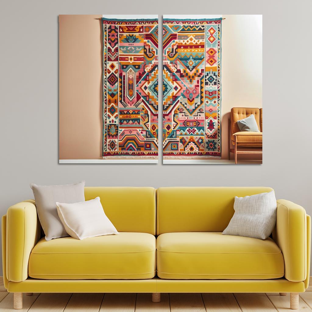 Bespoke Kilim Area Rug 2 Piece HD Canvas Wall Art-Original Frame