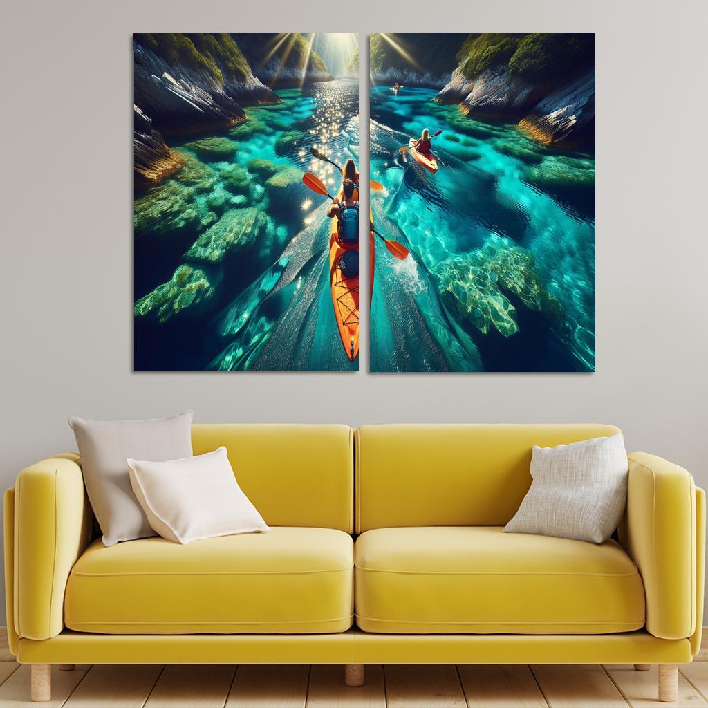 Glistening Waters Kayaking Paradise Abstract Paintings Frame
