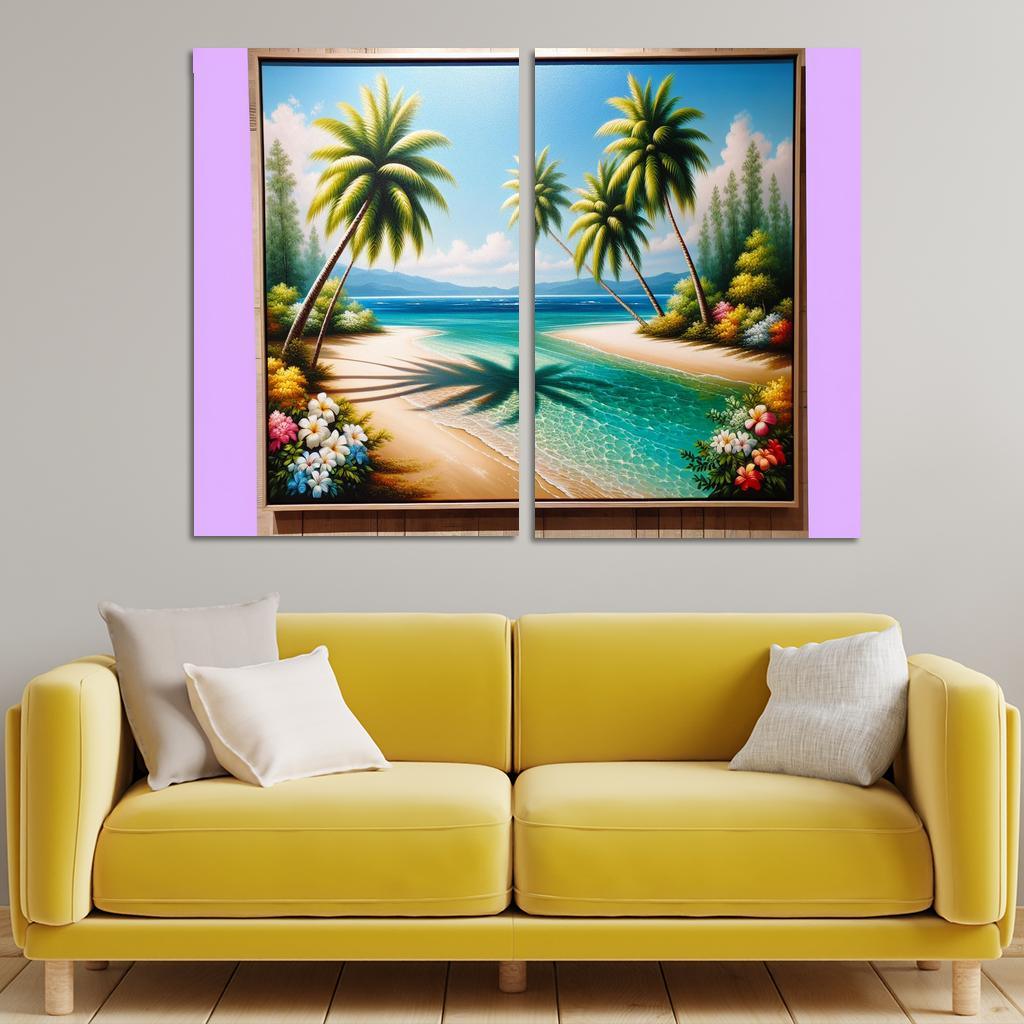 Coconut Grove Exotic Relaxation Spot Oil Paintings Frame