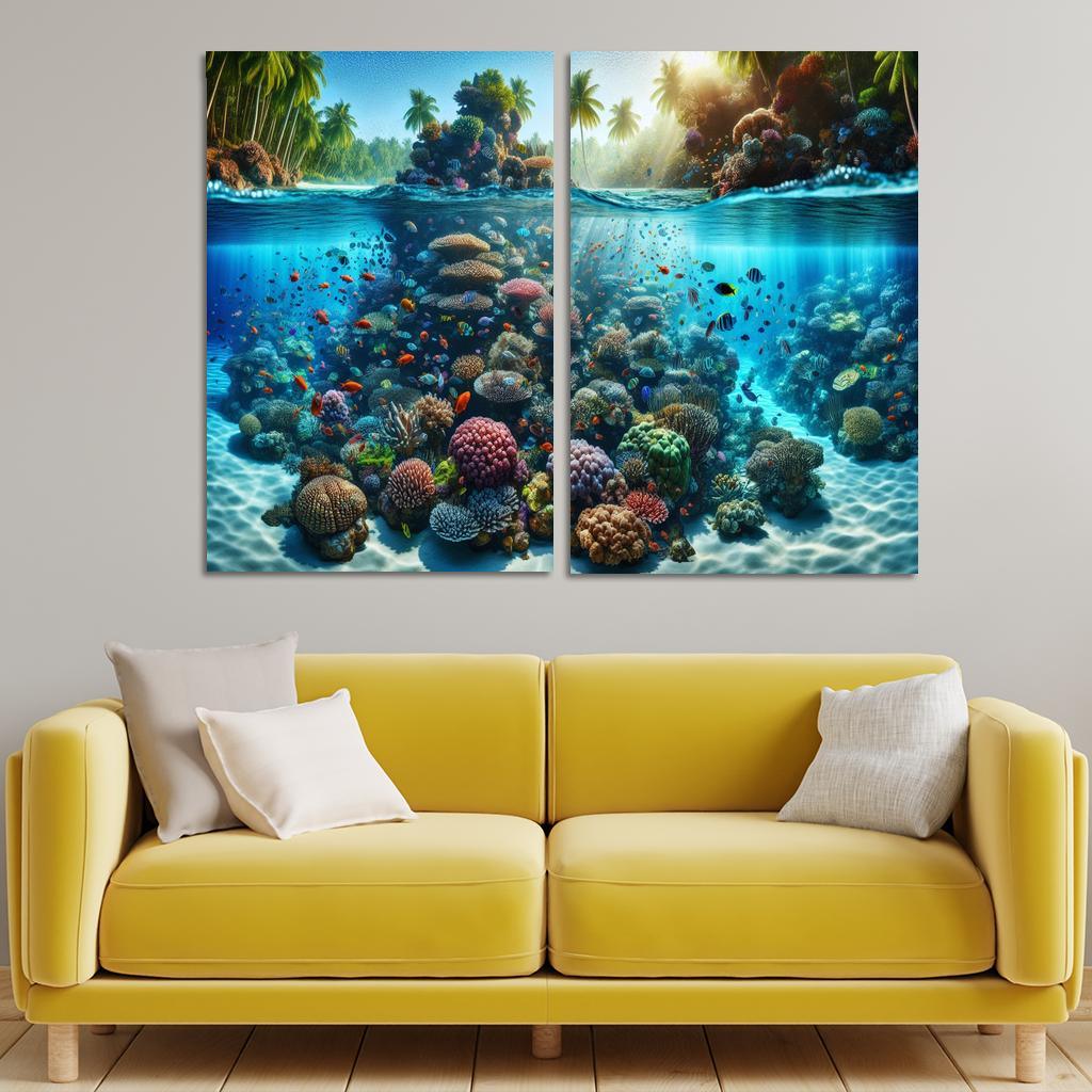Coral Reef Escape An Underwater Wonderland Canvas Paintings Frame