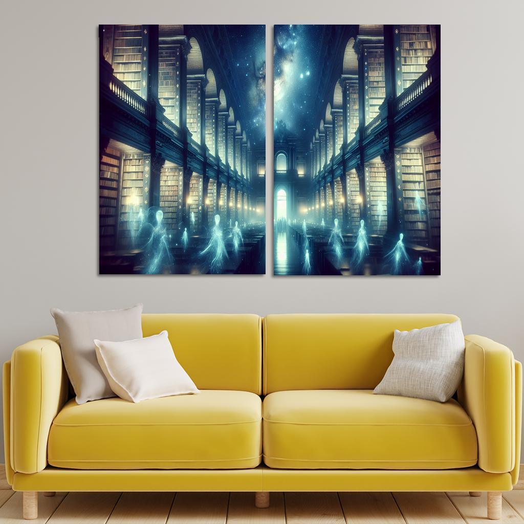 The Cosmic Library 2 Piece HD Canvas Wall Art-Original Frame